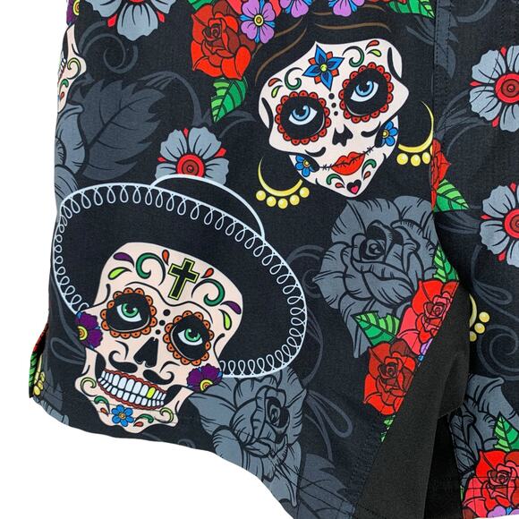 Tachuntfish THF Athletic Shorts Dia De Los Muertos Skull Pattern Men’s S - Picture 4 of 9